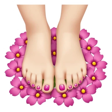 feet with flower petals, pedicure sticker