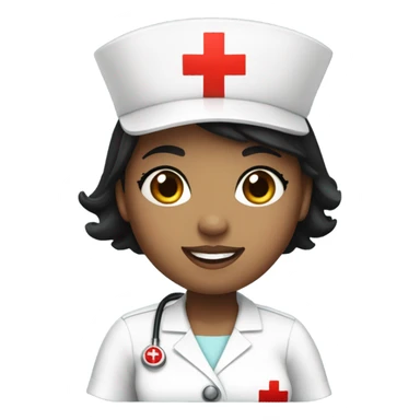 pixie cut black straight hair female nurse  hat with red cross sign in the middle wearing dress
pale skin color sticker