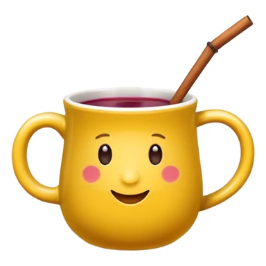 a yellow mug with steaming mulled wine without face

 sticker