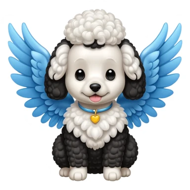 Perro french poodle mini blanco con Alas sticker