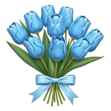 sky blue tulip bouquet with bow sticker