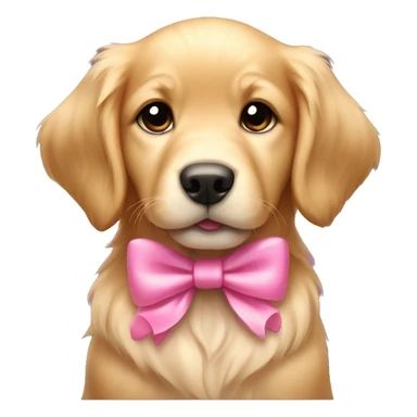 puppy golden retriever with pink bow  sticker