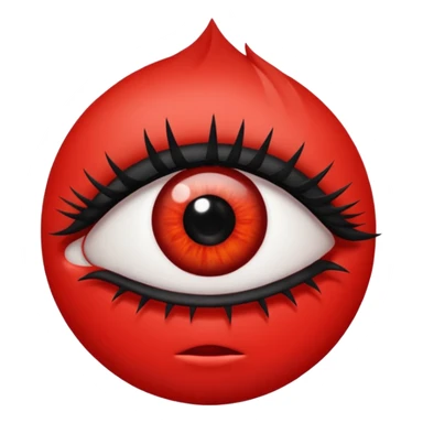 Quiero que mi emoji sea en ojo  👁 que sea de color negro total mete pero que el margen sea rojo con pestañas sticker