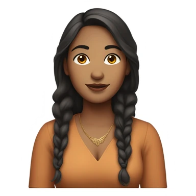 indian woman with light skin and dark hair with a middle part. she is curvy and has a freckle on her cheek sticker