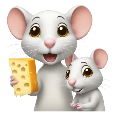 3 mice holding cheese  sticker