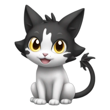 Sitting-Black-and-White-cat-dragon-type-pokemon sticker
