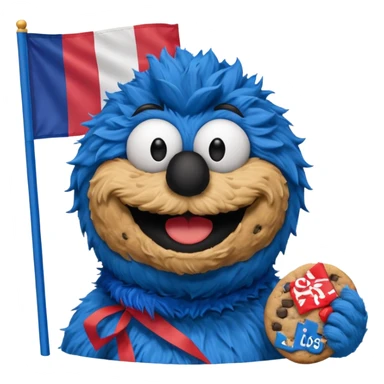 cookie monster bust, with french flag, only one flag,  sticker