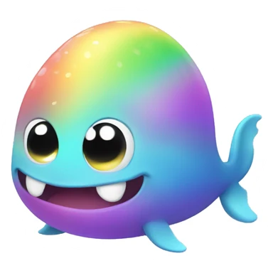 Kawaii derpy fat rainbow sea monster  sticker