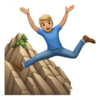 apple style emoji of a man tumbling head over heels down past a mountain sticker