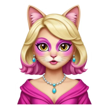 cat dressed in glamorous drag, vibrant makeup, stylish outfit, confident pose sticker