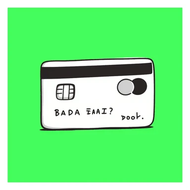 A bank card with a green background sticker