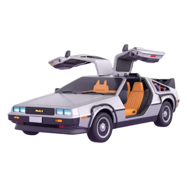 DeLorean with gull-wing doors open sticker