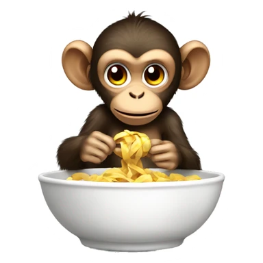 the monkey with the ribbon eats food from the bowl sticker