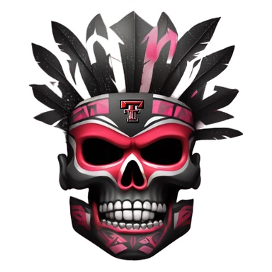 detailed tribal artwork background Texas tech logo multi dimensional red black warrior skull pink Mohawk  sticker