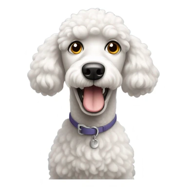 Scared white poodle dog with round eyes  sticker