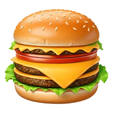 A cute 3D emoji-style letter “A” shaped like a burger, glossy finish, sesame bun forming the top and bottom, melted cheese, lettuce and patty integrated into the letter shape, smooth cartoon design, soft lighting, clean background, high-quality modern emoji look. sticker