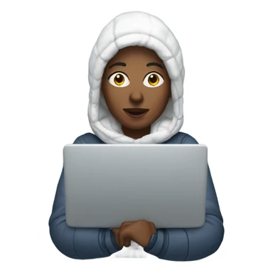 White woman teleworking in the snow sticker