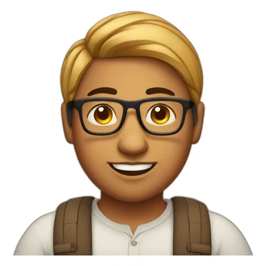 Fat androgynous Indian person with short hair braces and glasses sticker