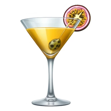 martini glass with half passionfruit sticker