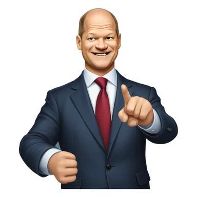 olaf scholz smiling and pointing a finger sticker