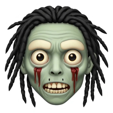 Zombie with black dreads with chinky eyes and a 3rd eye  on right cheek sticker