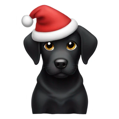 Black lab puppy wearing Christmas hat sticker