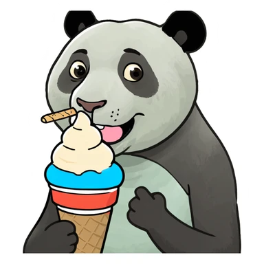 Panda eating ice cream sticker