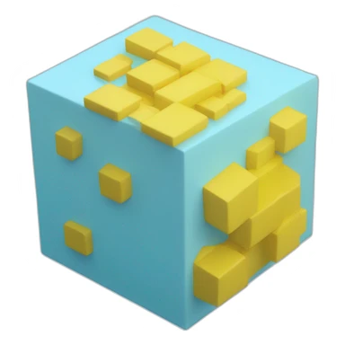 Light blue cube and on top of it yellow nimb sticker