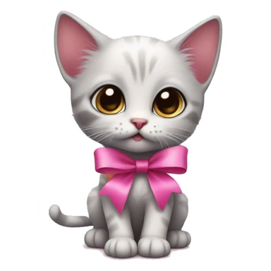 Little kitten with a pink ribbon around its neck, with big eyes and pink toungue  sticker