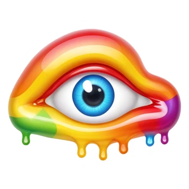 melted rainbow gummy eye sticker