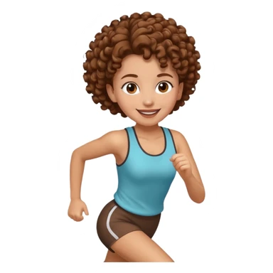  curly 
updo hair brown hair girl running sticker