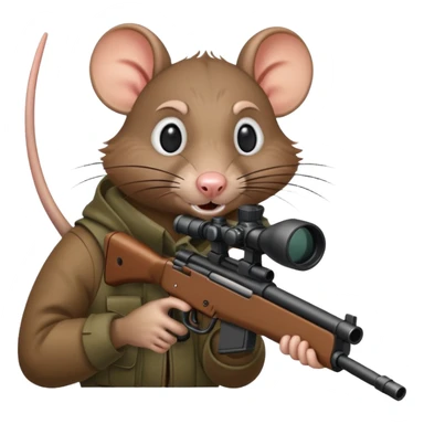 a crazy rat aiming down a sniper rifle sticker