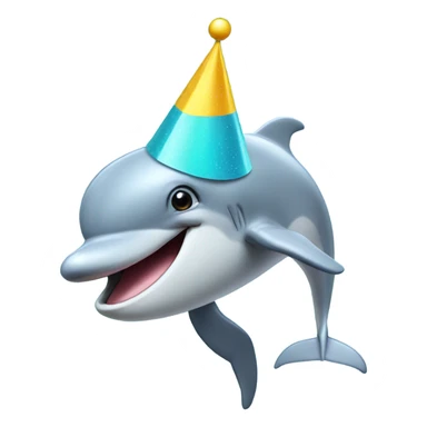 a dolphin in a party hat sticker