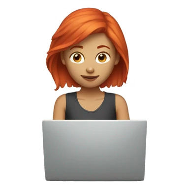 Red hair girl using laptop sticker