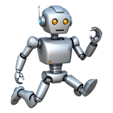 silver robot running sticker