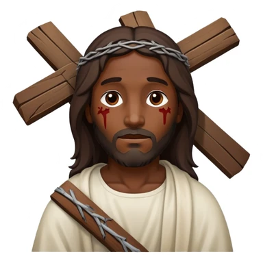 Dark skin christ Jesus injured carries cross sticker