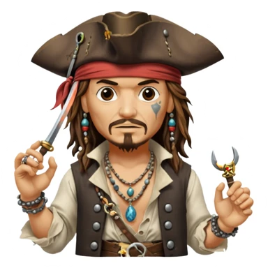 jack sparrow from the film pirates of the caribbean, shooo-ing the stone-crab sticker