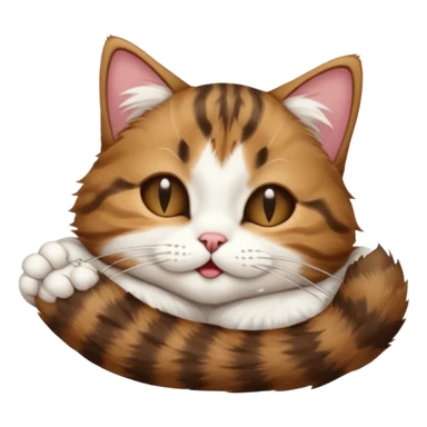 dark brown tabby and white cat in funny positions upside down with eyes closed sticker