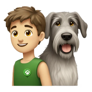 Brown hair boy and Irish wolfhound dog  sticker