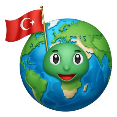 Draw me an emoji of planet Earth with the flag of Turkey on it. sticker