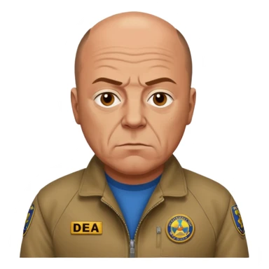 Create a realistic portrait of Hank Schrader in a DEA jacket with determined look. sticker