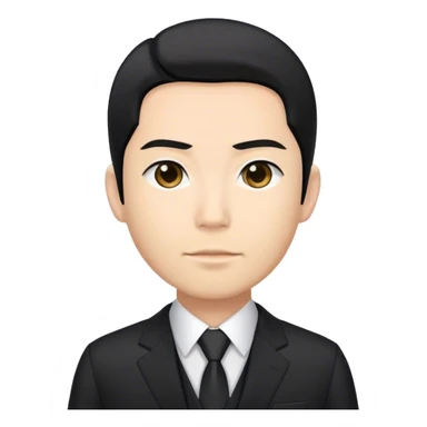 Japanese business man with light skin tone and black hair, wearing black suit sticker