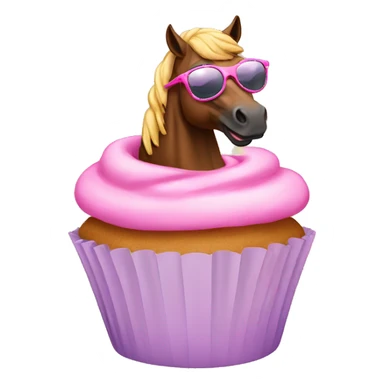 Cupcake riding a horse wearing pink sunglasses sticker