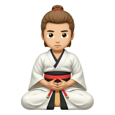 kneeling samurai in white kimono sticker