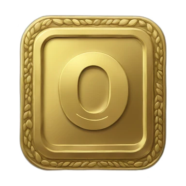 gold square coin with large "0" label in center and laurel sticker