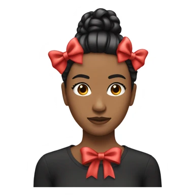 black open hair from behind with a light red bow sticker
