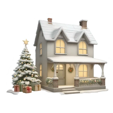 Shabby chic style English Christmas cottage sticker