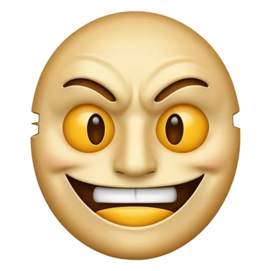 A emoji Whit a mask that are happy bot he hav it jag open and he is not happy onder the mask sticker