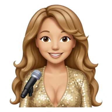 Mariah Carey with long light brown hair, cream sequin outfit sticker