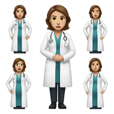 White woman pregnant doctor angry uncomfortable brown hair sticker